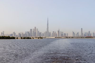 Across the water of the city skyline during the day
